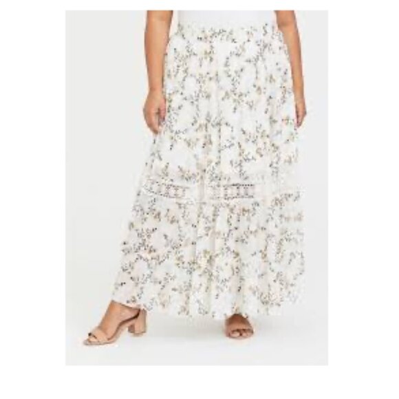 torrid Dresses & Skirts - TORRID White Floral Crochet Chiffon Maxi Skirt Semi Sheer P3946